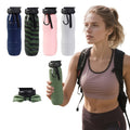 21.98oz Silicone Foldable Water Cup, Lightweight Outdoor Sports Water Bottle, Portable Water Bottle with Straw, Lanyard and Hook for Easy Storage, Suitable for Both Men and Women, Ideal for Fitness, Hiking, Cycling, and Camping