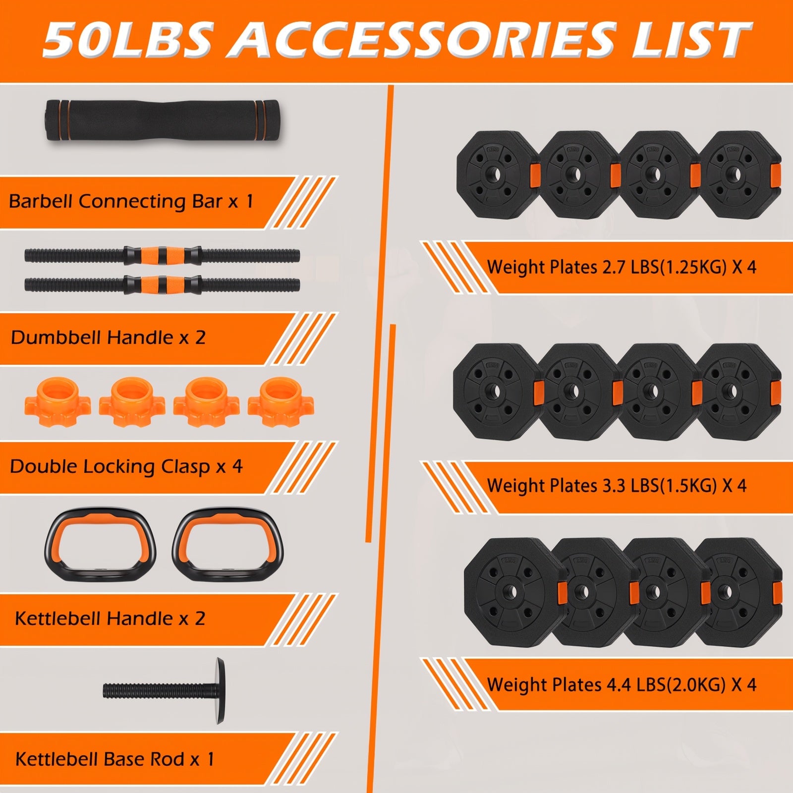 25\u002F50\u002F70Lbs Adjustable Weights Dumbbells Set, 4 In 1 Adjustable Barbell Set, Home FitnessWeight Set Gym Workout Exercise Training With Connecting Rod For Men Women