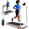Foldable Treadmill with Handle Bar & Incline, 2in 1 Upgrade Portable Under Desk Walking Pad And Vibration Pad with Remote Control for Home Office Small Spaces