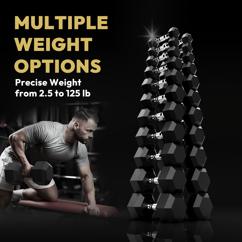 Hex Dumbbells Rubber Coated Hand Weights for Exercises And Fitness Home Gym No Rack