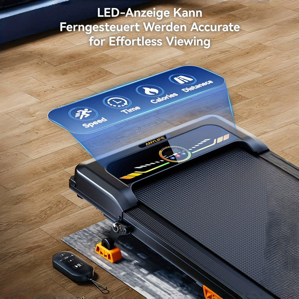 Compact Incline Walking Machine - Supports Up to 330 Pounds, 2.5HP Treadmill for Under Desk Use with LED Screen And Remote, Without Battery