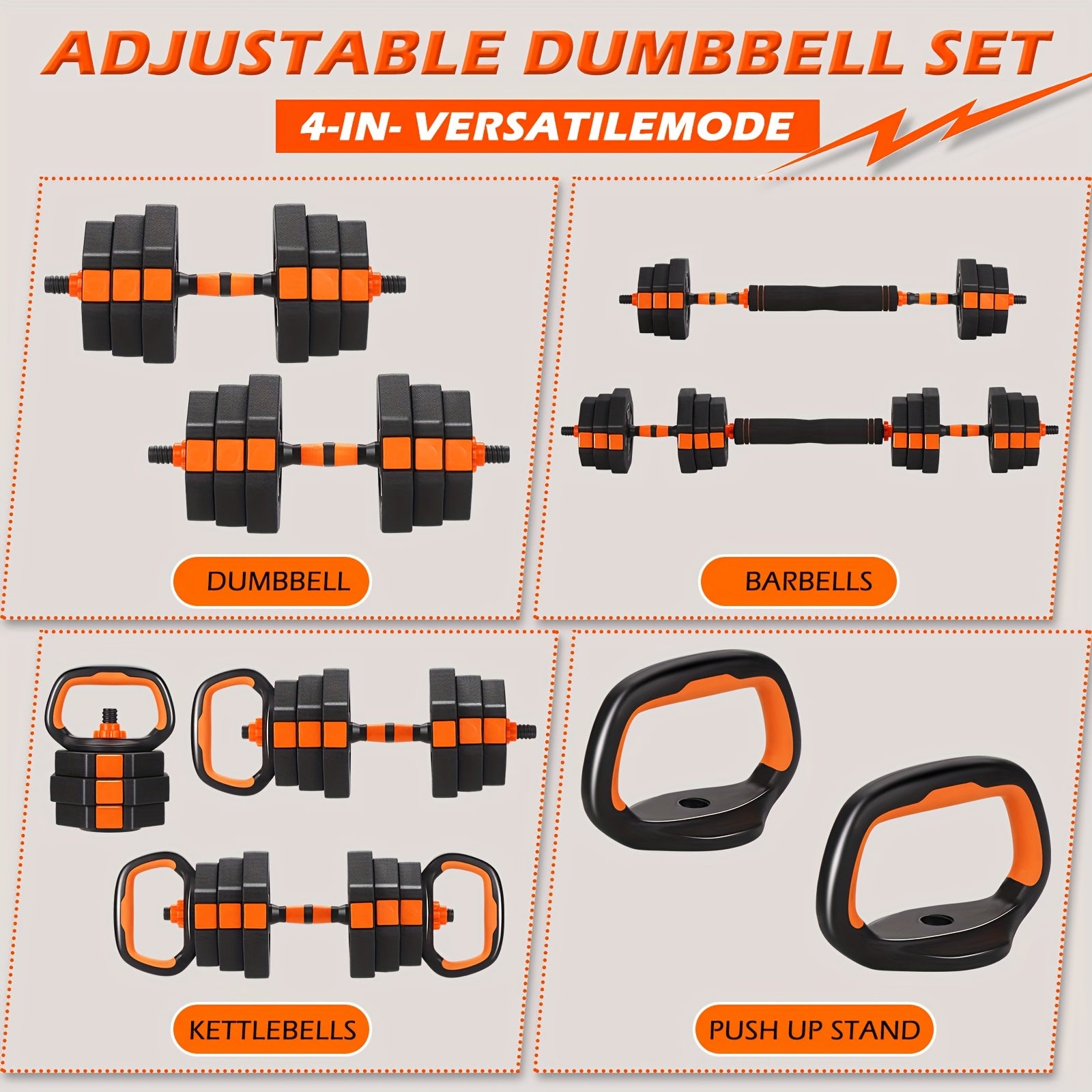25\u002F50\u002F70Lbs Adjustable Weights Dumbbells Set, 4 In 1 Adjustable Barbell Set, Home FitnessWeight Set Gym Workout Exercise Training With Connecting Rod For Men Women