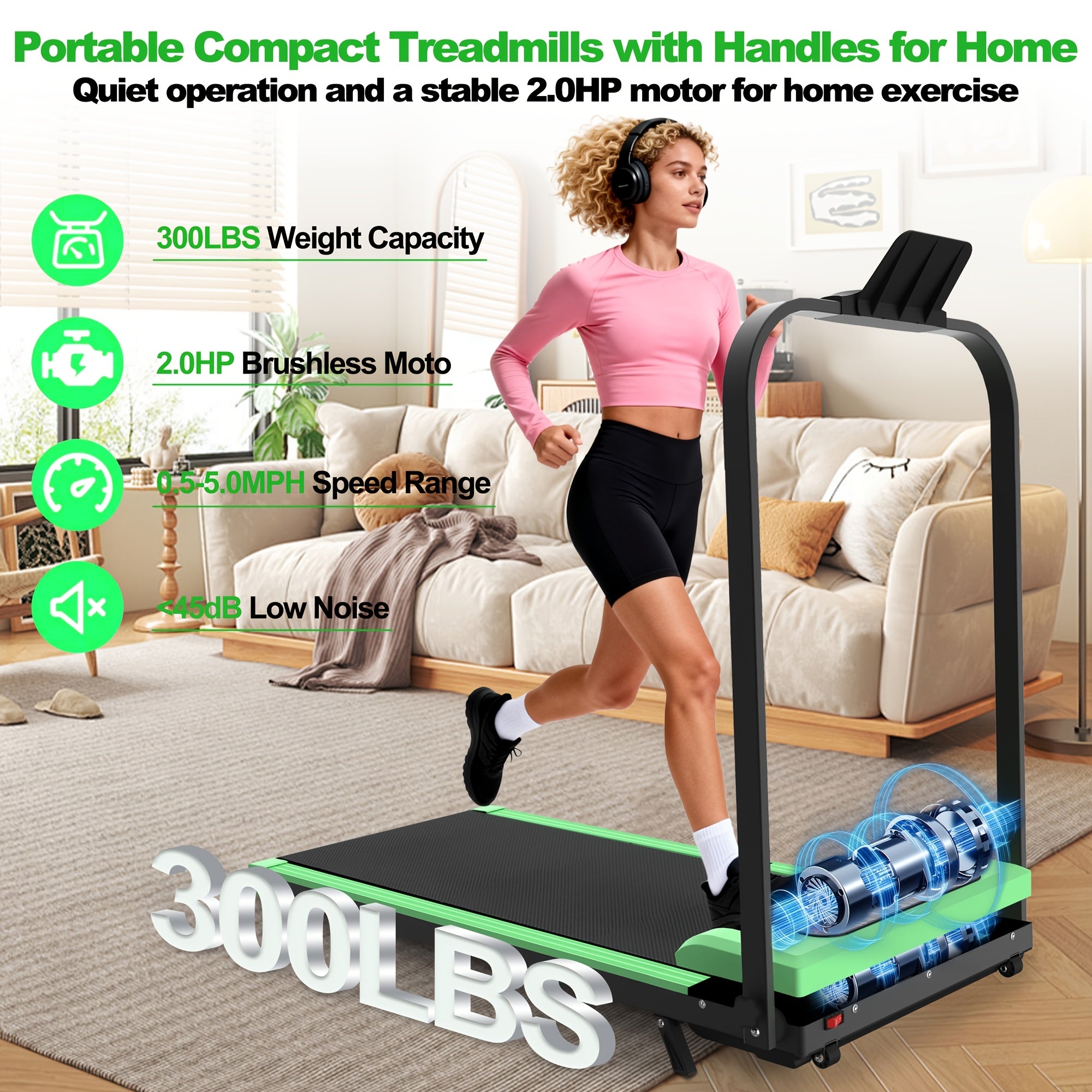 Foldable Treadmill with Handle Bar & Incline, 2in 1 Upgrade Portable Under Desk Walking Pad And Vibration Pad with Remote Control for Home Office Small Spaces