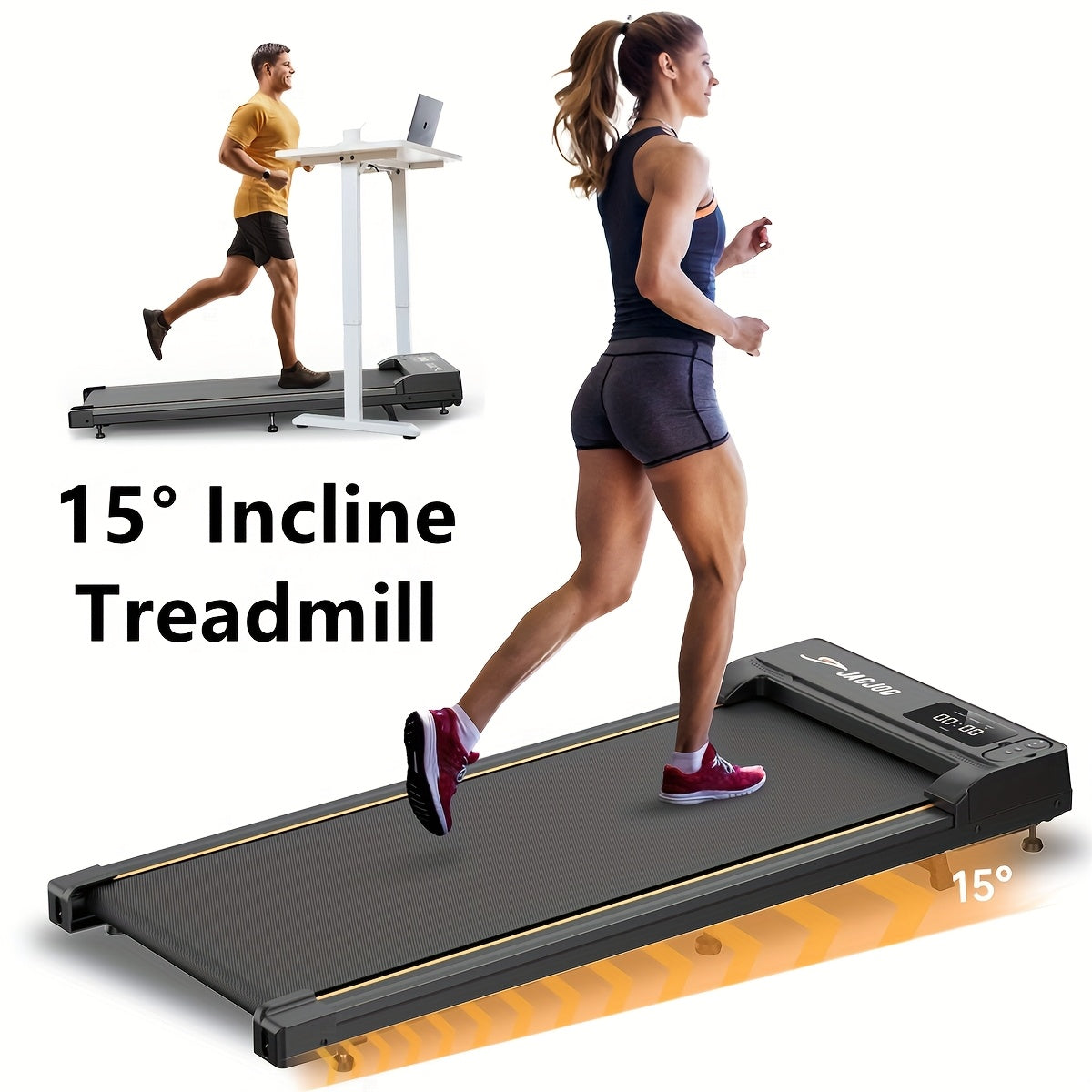 Portable Under Desk Walking Pad Treadmill, Support 2.5HP Lightweight Home Office Fitness Treadmill, 2-in-1 Walking Pad for Walking And Jogging Quiet, 265Lbs Capacity with Remote Control & LED Display, Stepping, Walking Training, Weight Loss for Women