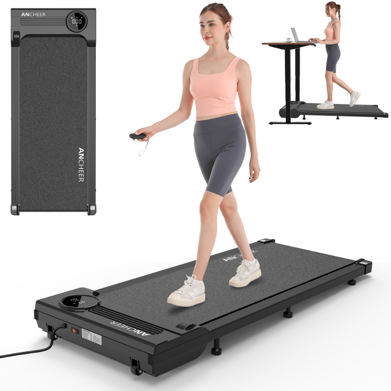 Electric Under Desk Treadmill Remote Control\u002F 2 Seconds Folding\u002F 300 Lbs Large Load Capacity Home Office Gym Silent Space Saving (Thickened Non-Slip Walking Mat)