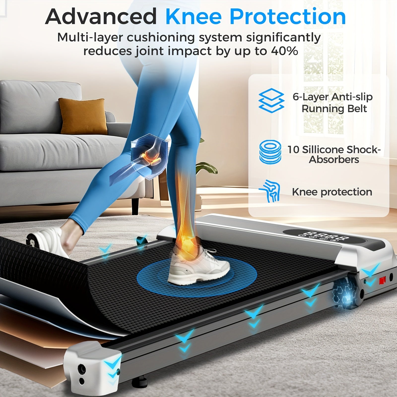 AITEID Walking Pad, 2.5 HP Under Desk, 2in 1 Foldable for Home, Walking Pad with Handle Bar, Widened Running Belt with Remote Control & LED Screen