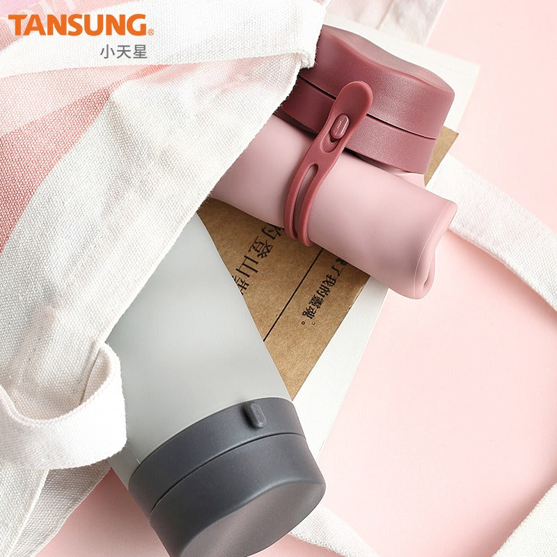Spot Portable Sports Kettle 20.29oz High Temperature Resistant Silicone Folding Roll Cup Outdoor Travel Water Cup Wholesale