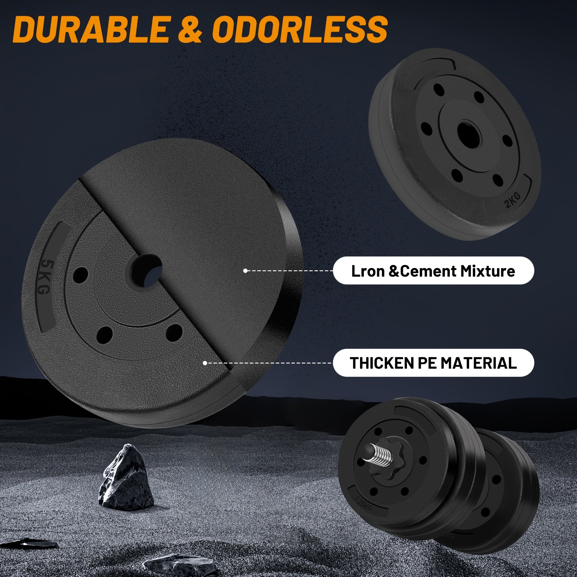 70LB 2 In 1 Adjustable Dumbbell Set With Connecting Rod, Lifting Dumbbells Used As Barbell For Whole Body Workouts