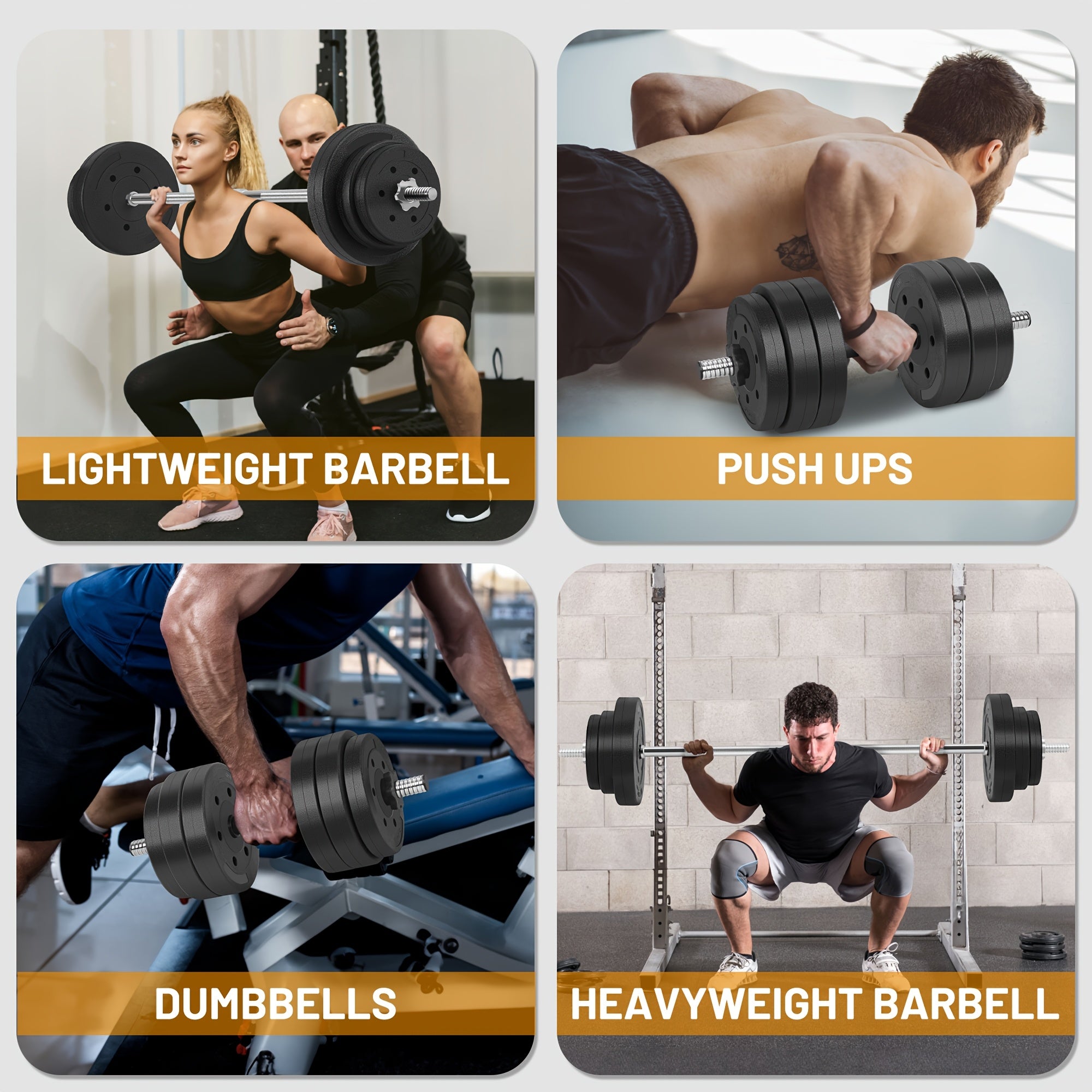 70LB 2 In 1 Adjustable Dumbbell Set With Connecting Rod, Lifting Dumbbells Used As Barbell For Whole Body Workouts