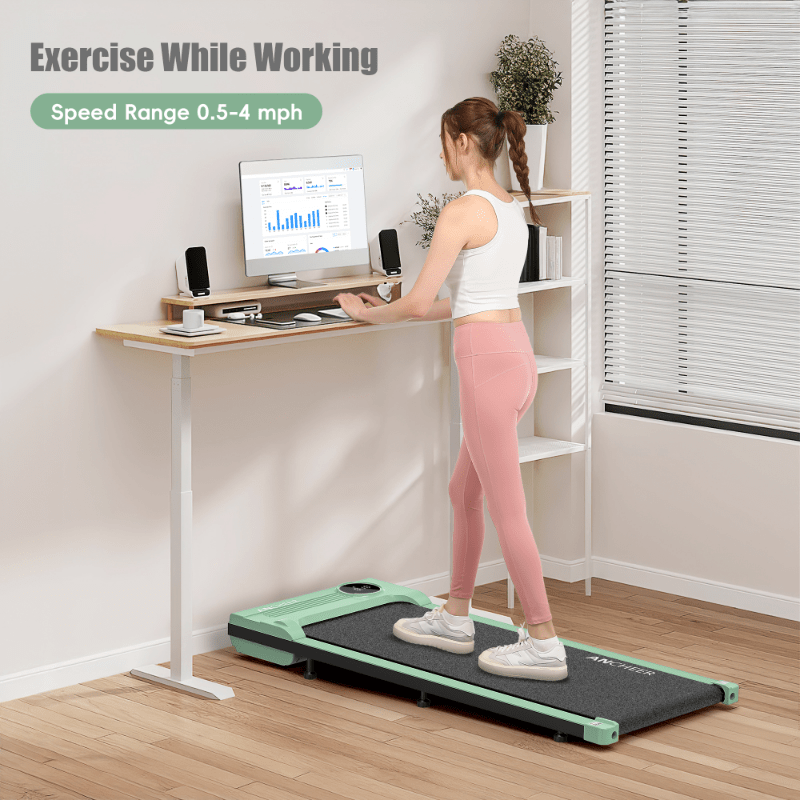 Electric Under Desk Treadmill Remote Control\u002F 2 Seconds Folding\u002F 300 Lbs Large Load Capacity Home Office Gym Silent Space Saving (Thickened Non-Slip Walking Mat)