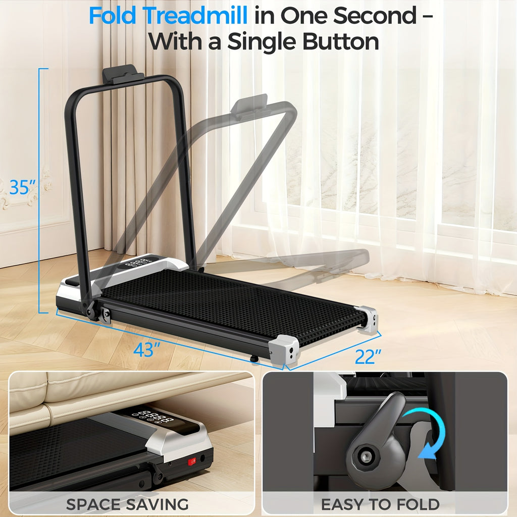 AITEID Walking Pad, 2.5 HP Under Desk, 2in 1 Foldable for Home, Walking Pad with Handle Bar, Widened Running Belt with Remote Control & LED Screen