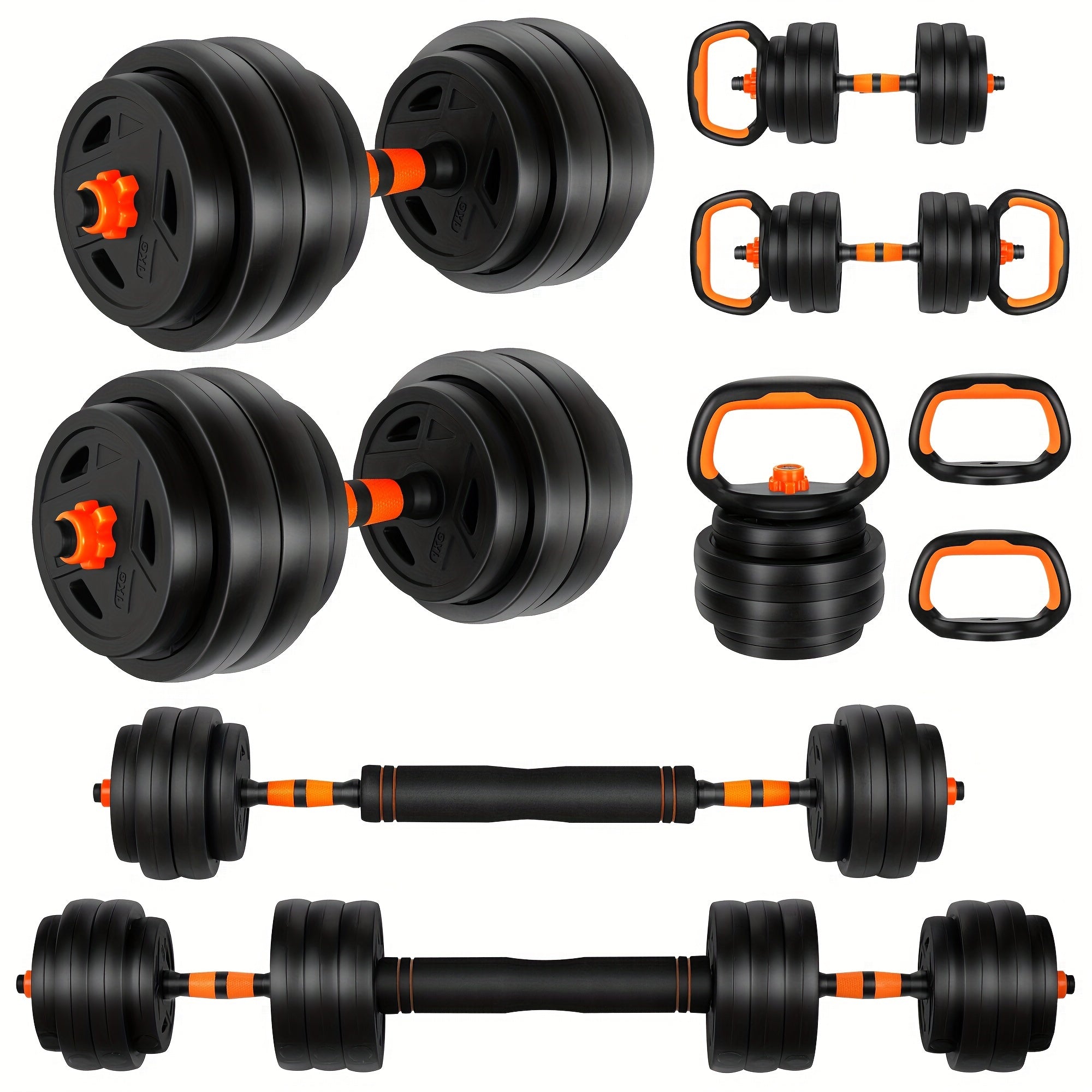 70Lb Adjustable Dumbbell Set, Versatile Weight Combination with Connectors to Support 4-in-1 Design: Dumbbells, Barbells, Kettlebells And Push-up Stand - Perfect for Home Gym