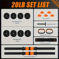 70Lb Adjustable Dumbbell Set, Versatile Weight Combination with Connectors to Support 4-in-1 Design: Dumbbells, Barbells, Kettlebells And Push-up Stand - Perfect for Home Gym