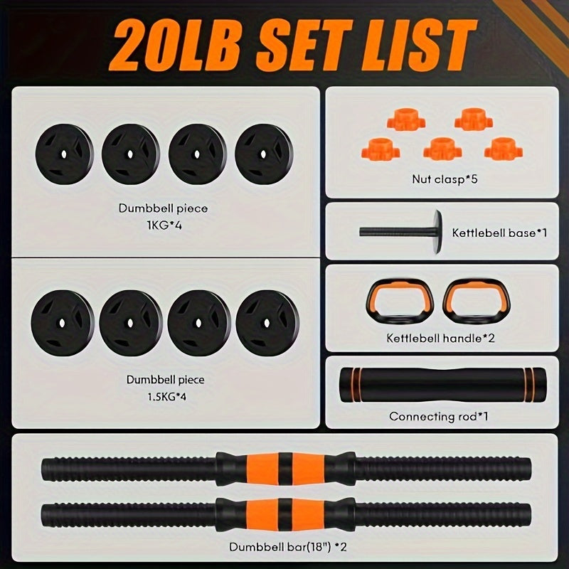 70Lb Adjustable Dumbbell Set, Versatile Weight Combination with Connectors to Support 4-in-1 Design: Dumbbells, Barbells, Kettlebells And Push-up Stand - Perfect for Home Gym