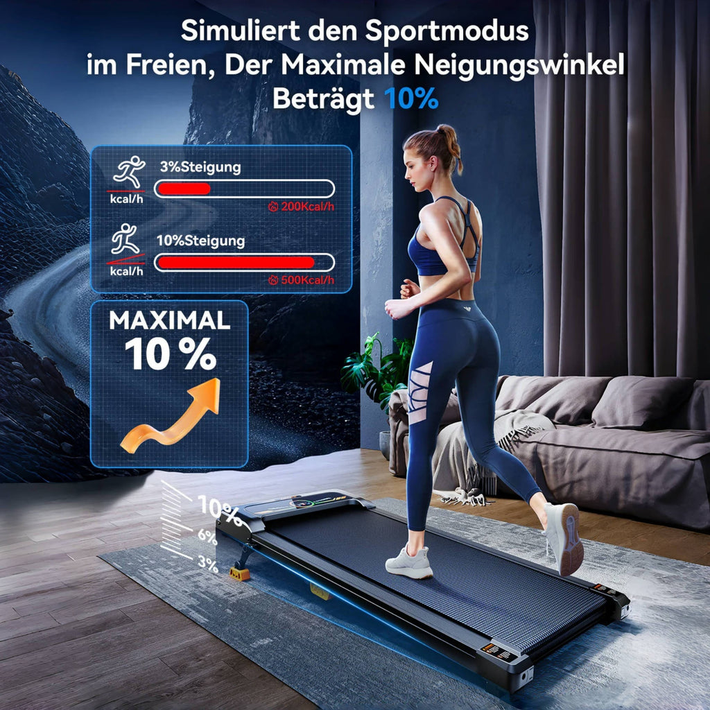 Compact Incline Walking Machine - Supports Up to 330 Pounds, 2.5HP Treadmill for Under Desk Use with LED Screen And Remote, Without Battery