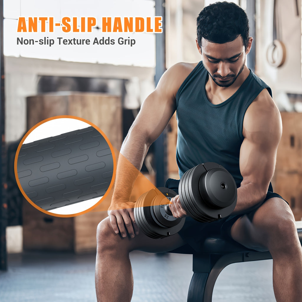 Adjustable Weights Dumbbells Set of 2 with Anti-Slip Texture Handle, 5 in 1 Free Adjustable Weights Dumbbells Barbell Set, Home Fitness Weight Set, Dumbbell, Barbell, Kettlebell, Push-Up, Home Gym Fitness Workout Equipment for Men Women