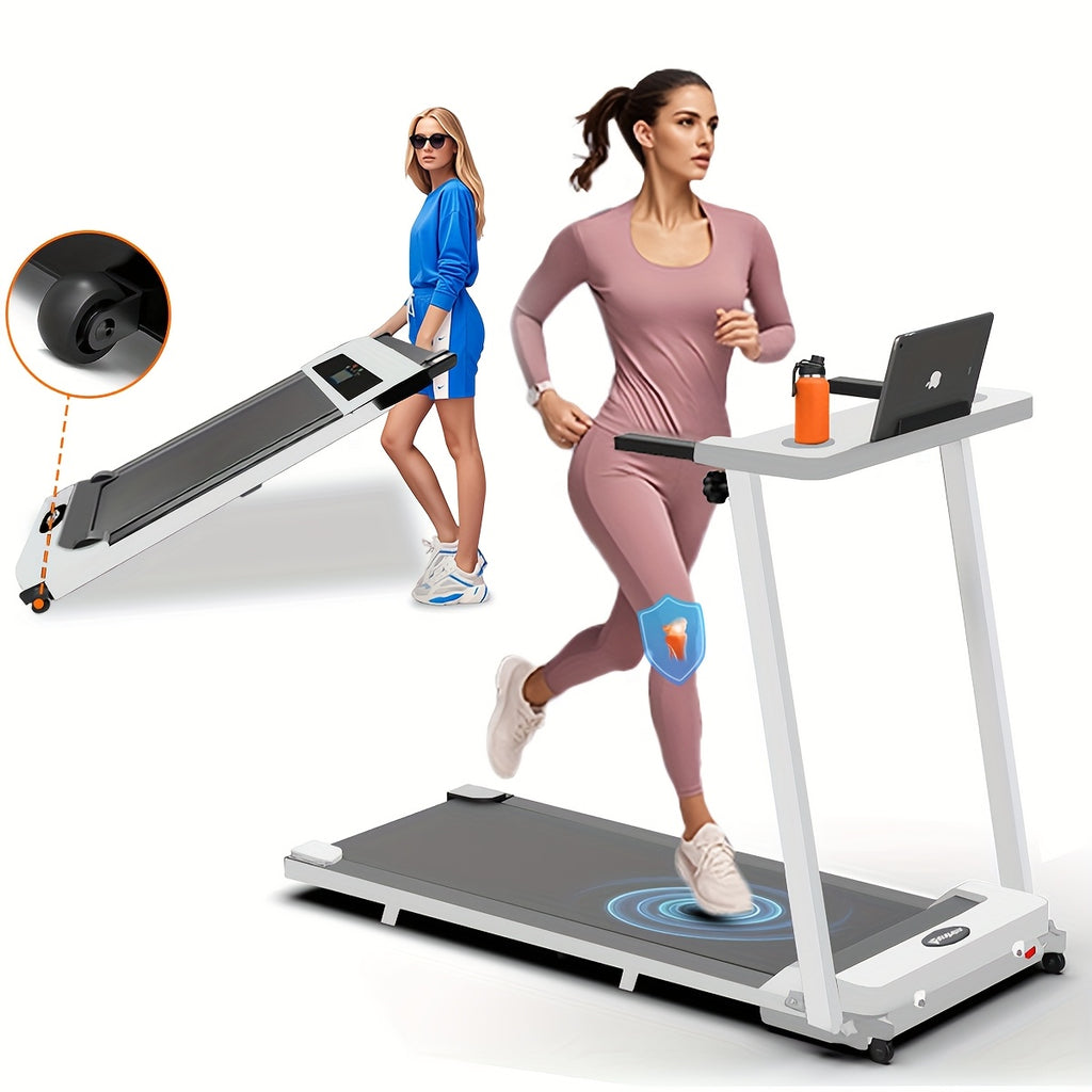 Portable Foldable Treadmill, 3.0 HP Small Treadmills for Home Office with 300 LBS Capacity, Walking Treadmill with Handle Bar, Folding Running Walking Compact Treadmill with LED Display, Without Battery