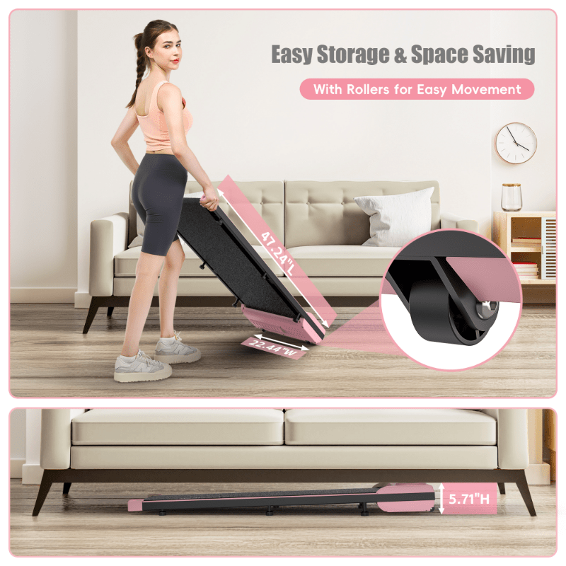 Electric Under Desk Treadmill Remote Control\u002F 2 Seconds Folding\u002F 300 Lbs Large Load Capacity Home Office Gym Silent Space Saving (Thickened Non-Slip Walking Mat)