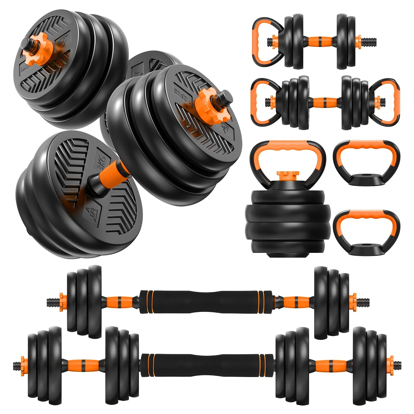 70Lb Adjustable Dumbbell Set, Versatile Weight Combination with Connectors to Support 4-in-1 Design: Dumbbells, Barbells, Kettlebells And Push-up Stand - Perfect for Home Gym