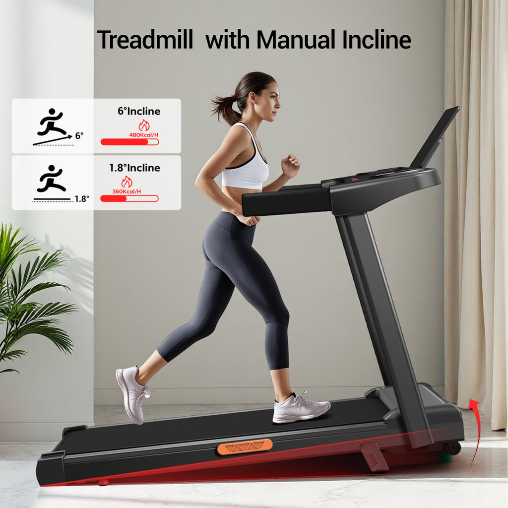 4-in-1 Treadmill with 6% Incline, Portable Treadmills for Home with Handle, Foldable Treadmills for Home and Office, 300 Lbs Weight Capacity, Three Touch Screen