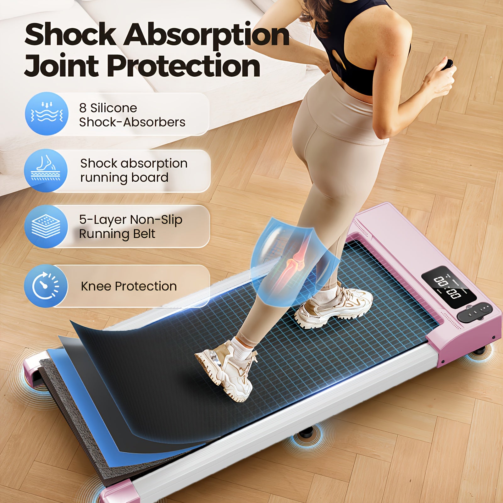 Portable Under Desk Walking Pad Treadmill, Support 2.5HP Lightweight Home Office Fitness Treadmill, 2-in-1 Walking Pad for Walking And Jogging Quiet, 265Lbs Capacity with Remote Control & LED Display, Stepping, Walking Training, Weight Loss for Women