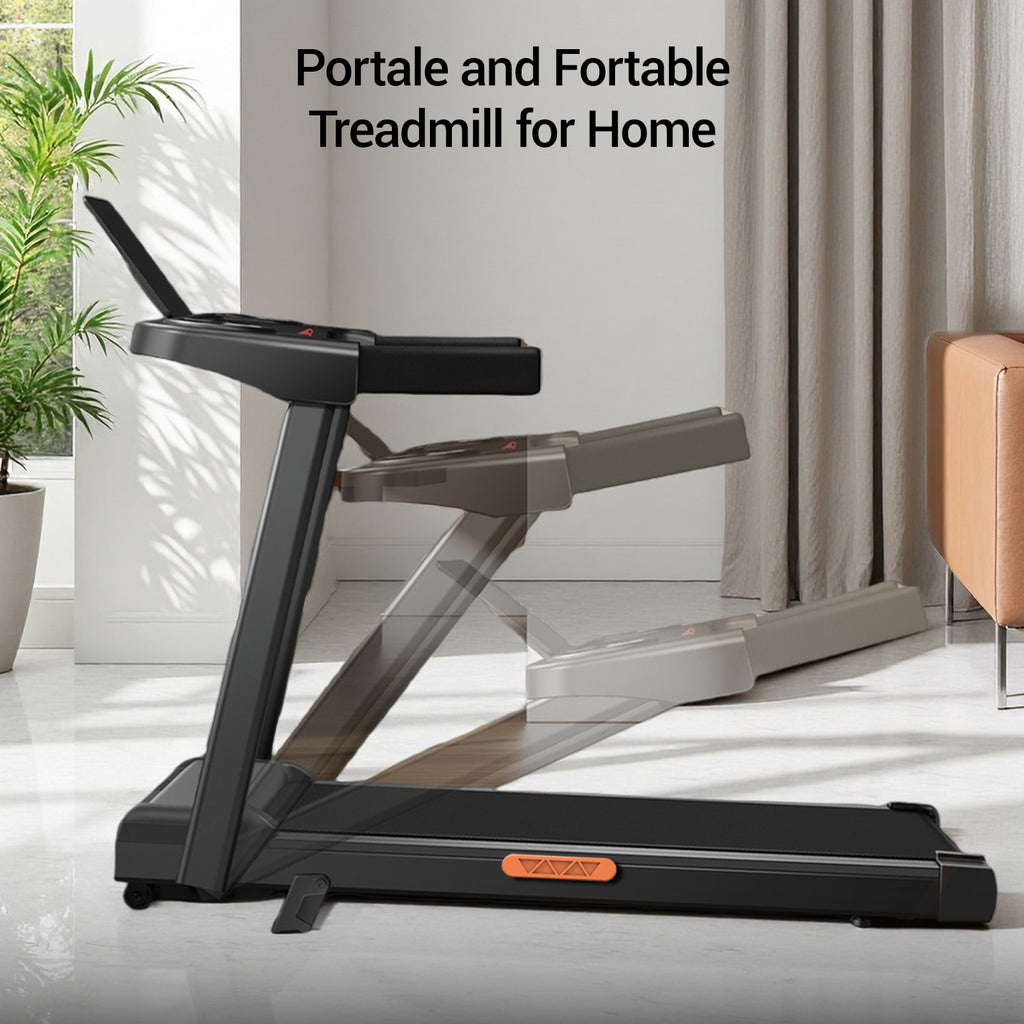 4-in-1 Treadmill with 6% Incline, Portable Treadmills for Home with Handle, Foldable Treadmills for Home and Office, 300 Lbs Weight Capacity, Three Touch Screen