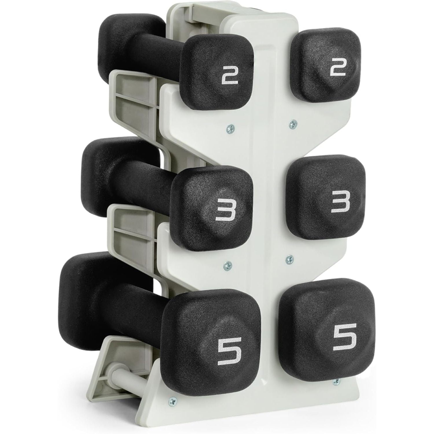 WF ATHLETIC SUPPLY 20 lbs SET of Neoprene Zen Dumbbells with Rack- Black