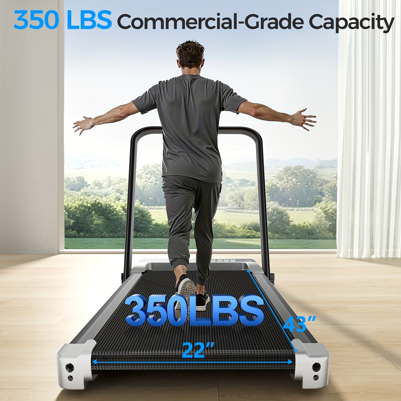 AITEID Walking Pad, 2.5 HP Under Desk, 2in 1 Foldable for Home, Walking Pad with Handle Bar, Widened Running Belt with Remote Control & LED Screen