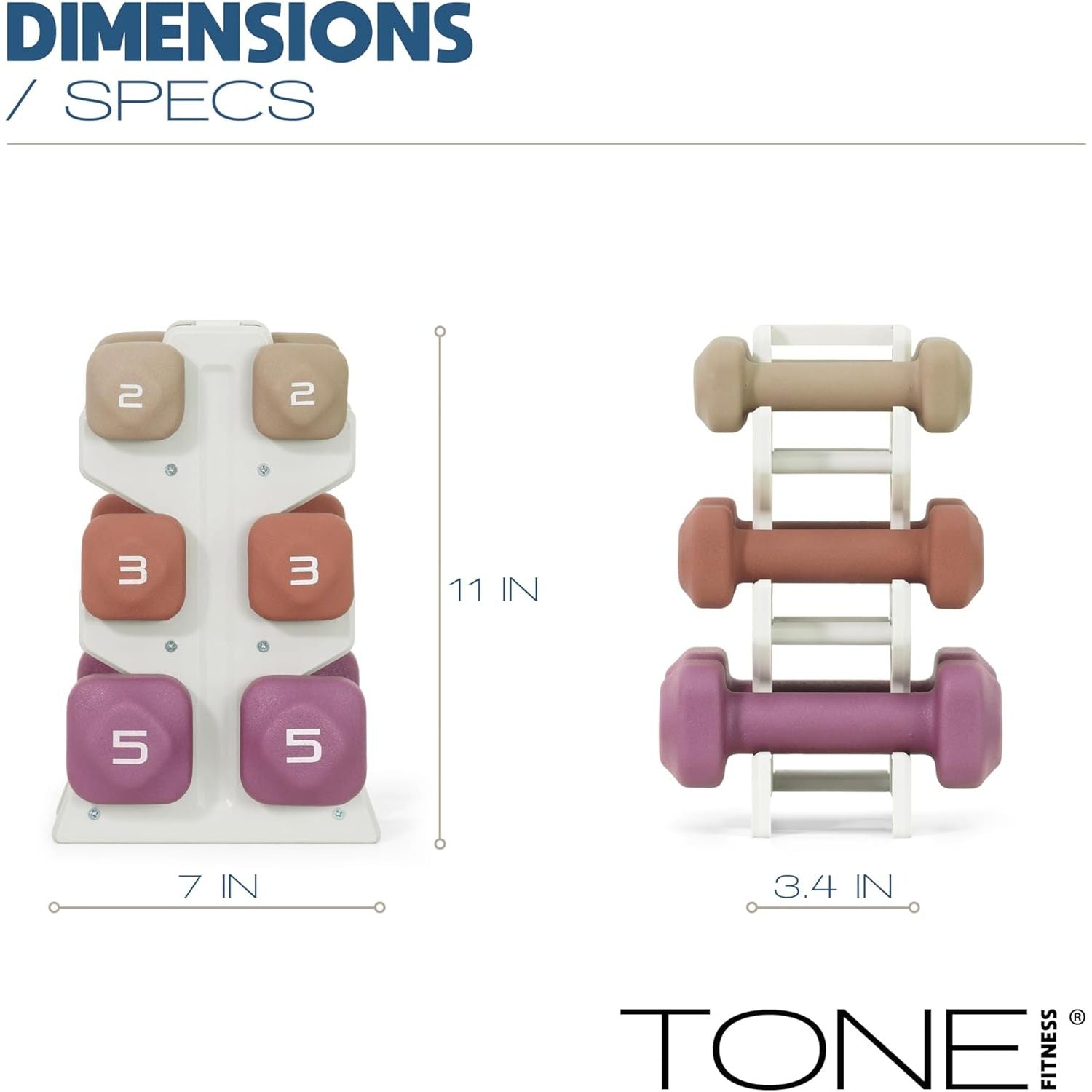 WF ATHLETIC SUPPLY 20 lbs SET of Neoprene Zen Dumbbells with Rack- Black