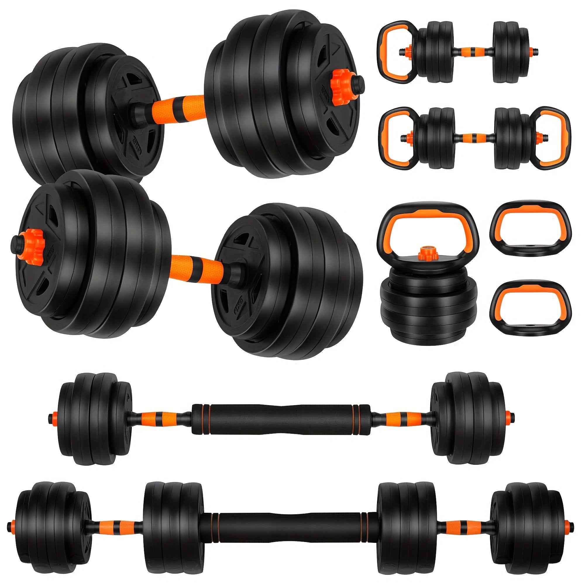 Adjustable Dumbbell Set, 70lbs Free Weight Set with Connector, 4 In1DumbbellsSet Used As Barbell, Kettlebells, Push Up Stand, Fitness Exercises for HomeGymSuitable Menwomen