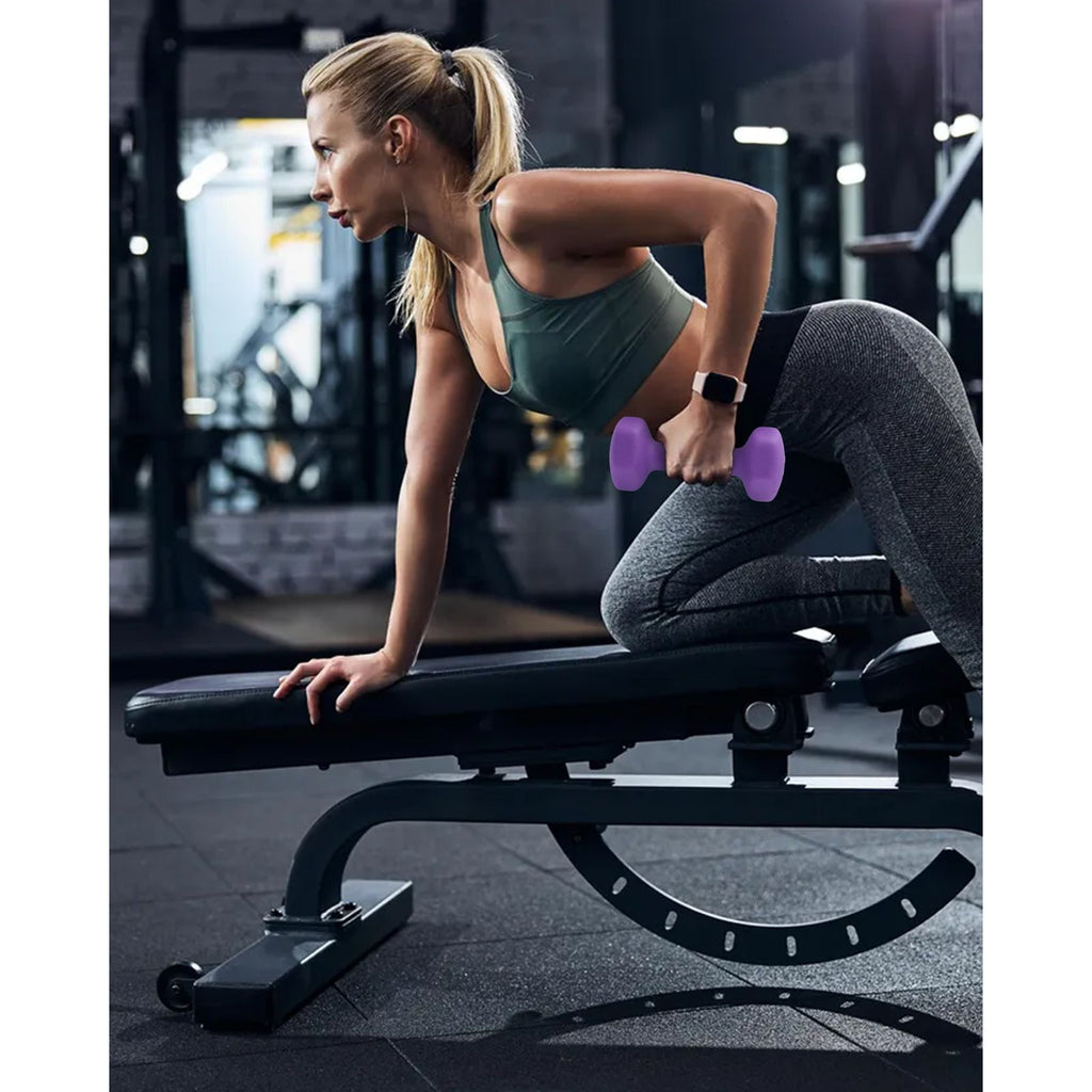 Neoprene Hexagon Dumbbell Hand Weights Set for Women - Non-Slip Grip Pairs in 3, 5, and 8 Lbs with Storage Rack Stand for Home Gym Workouts