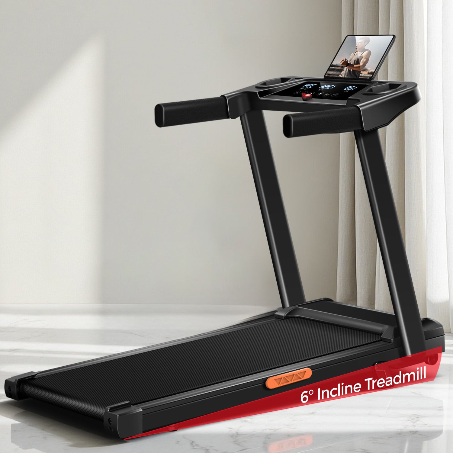 4-in-1 Treadmill with 6% Incline, Portable Treadmills for Home with Handle, Foldable Treadmills for Home and Office, 300 Lbs Weight Capacity, Three Touch Screen