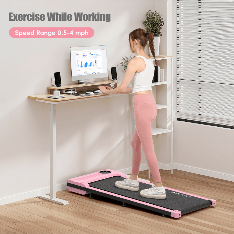 Electric Under Desk Treadmill Remote Control\u002F 2 Seconds Folding\u002F 300 Lbs Large Load Capacity Home Office Gym Silent Space Saving (Thickened Non-Slip Walking Mat)
