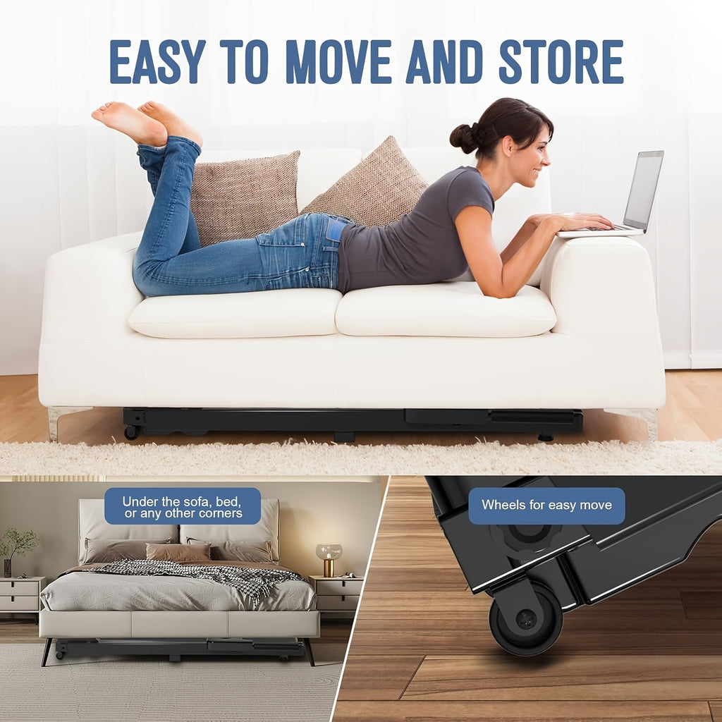 Portable Foldable Treadmill, 3.0 HP Small Treadmills for Home Office with 300 LBS Capacity, Walking Treadmill with Handle Bar, Folding Running Walking Compact Treadmill with LED Display, Without Battery